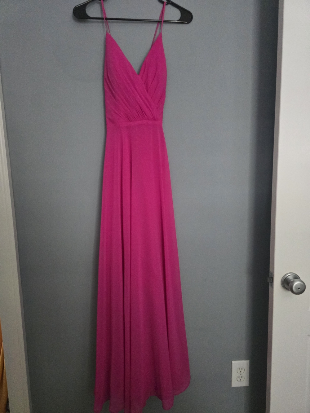 David's Bridal Fuchsia Spaghetti-Strap Maxi Dress